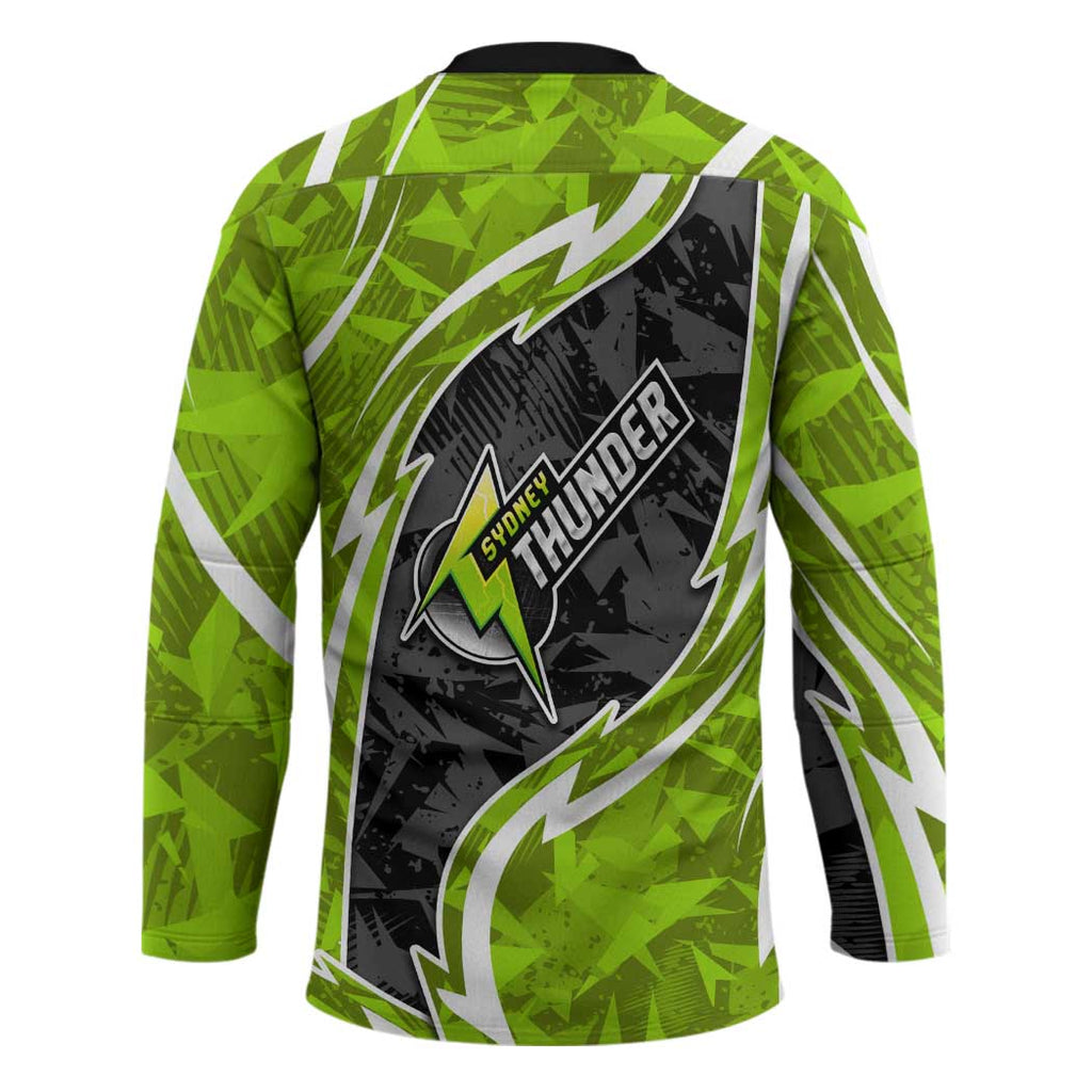 Sydney Thunder Hockey Jersey Flaming Lightning Storm Geometric Sports Mascot Art