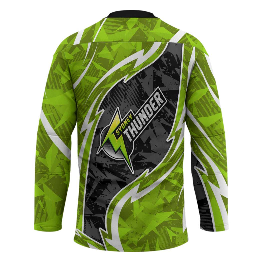 Sydney Thunder Hockey Jersey Flaming Lightning Storm Geometric Sports Mascot Art