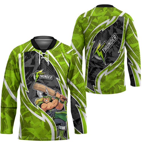 Sydney Thunder Hockey Jersey Flaming Lightning Storm Geometric Sports Mascot Art
