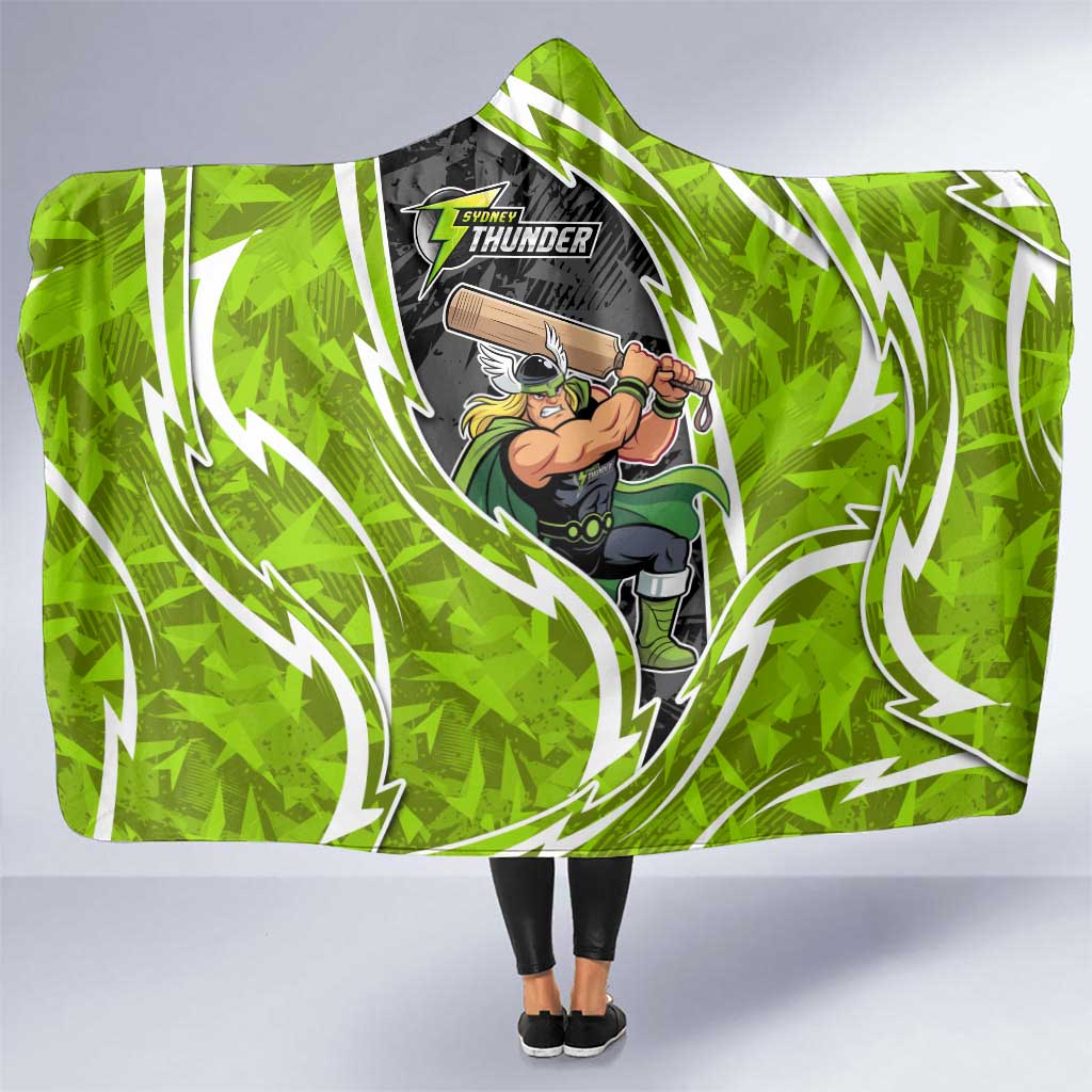 Sydney Thunder Hooded Blanket Flaming Lightning Storm Geometric Sports Mascot Art