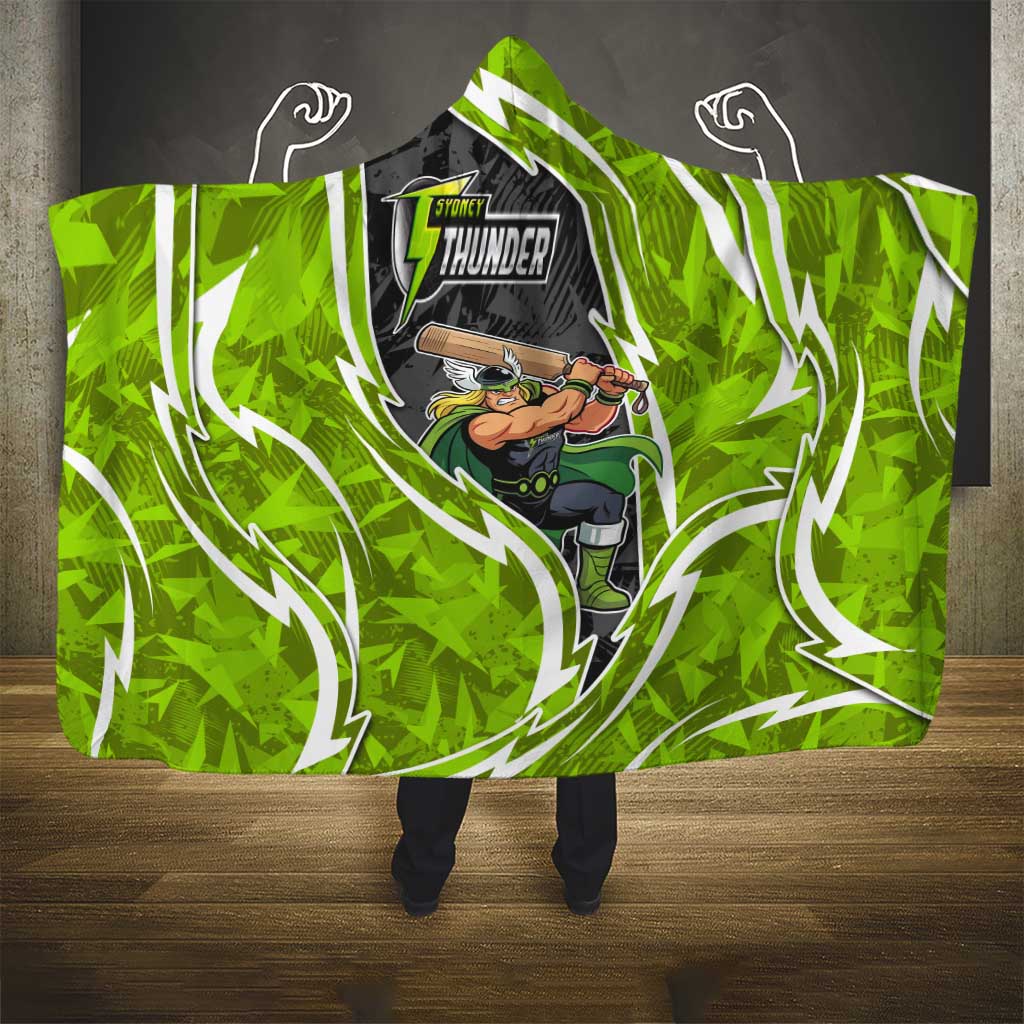 Sydney Thunder Hooded Blanket Flaming Lightning Storm Geometric Sports Mascot Art