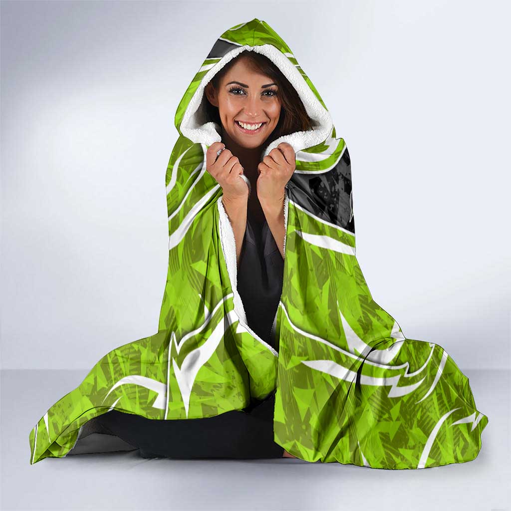 Sydney Thunder Hooded Blanket Flaming Lightning Storm Geometric Sports Mascot Art