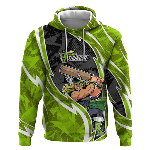 Sydney Thunder Hoodie Flaming Lightning Storm Geometric Sports Mascot Art