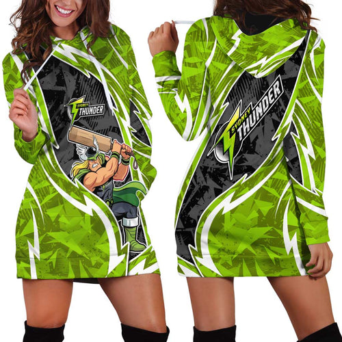 Sydney Thunder Hoodie Dress Flaming Lightning Storm Geometric Sports Mascot Art