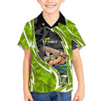 Sydney Thunder Kid Hawaiian Shirt Flaming Lightning Storm Geometric Sports Mascot Art
