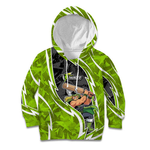 Sydney Thunder Kid Hoodie Flaming Lightning Storm Geometric Sports Mascot Art