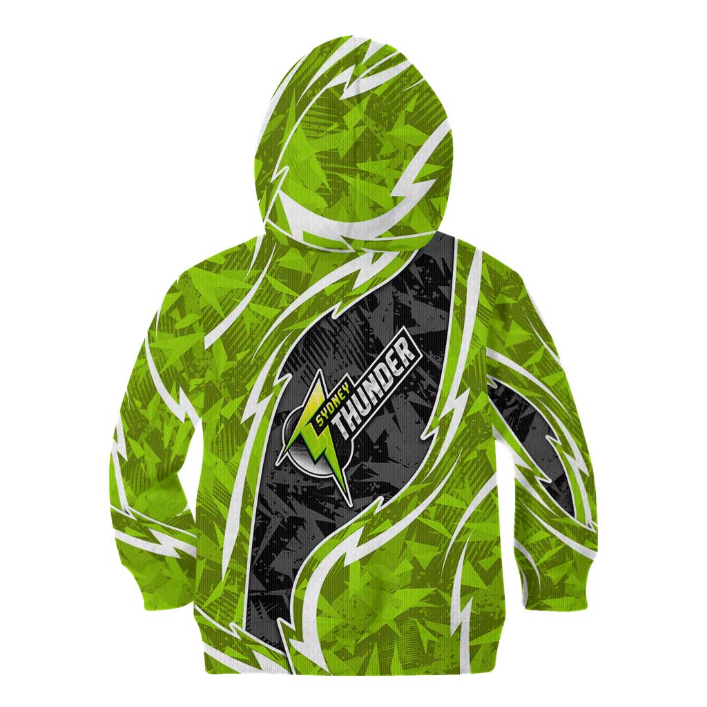 Sydney Thunder Kid Hoodie Flaming Lightning Storm Geometric Sports Mascot Art