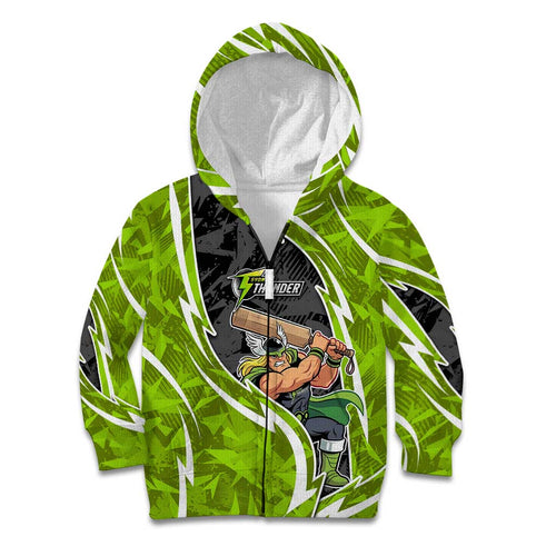 Sydney Thunder Kid Hoodie Flaming Lightning Storm Geometric Sports Mascot Art