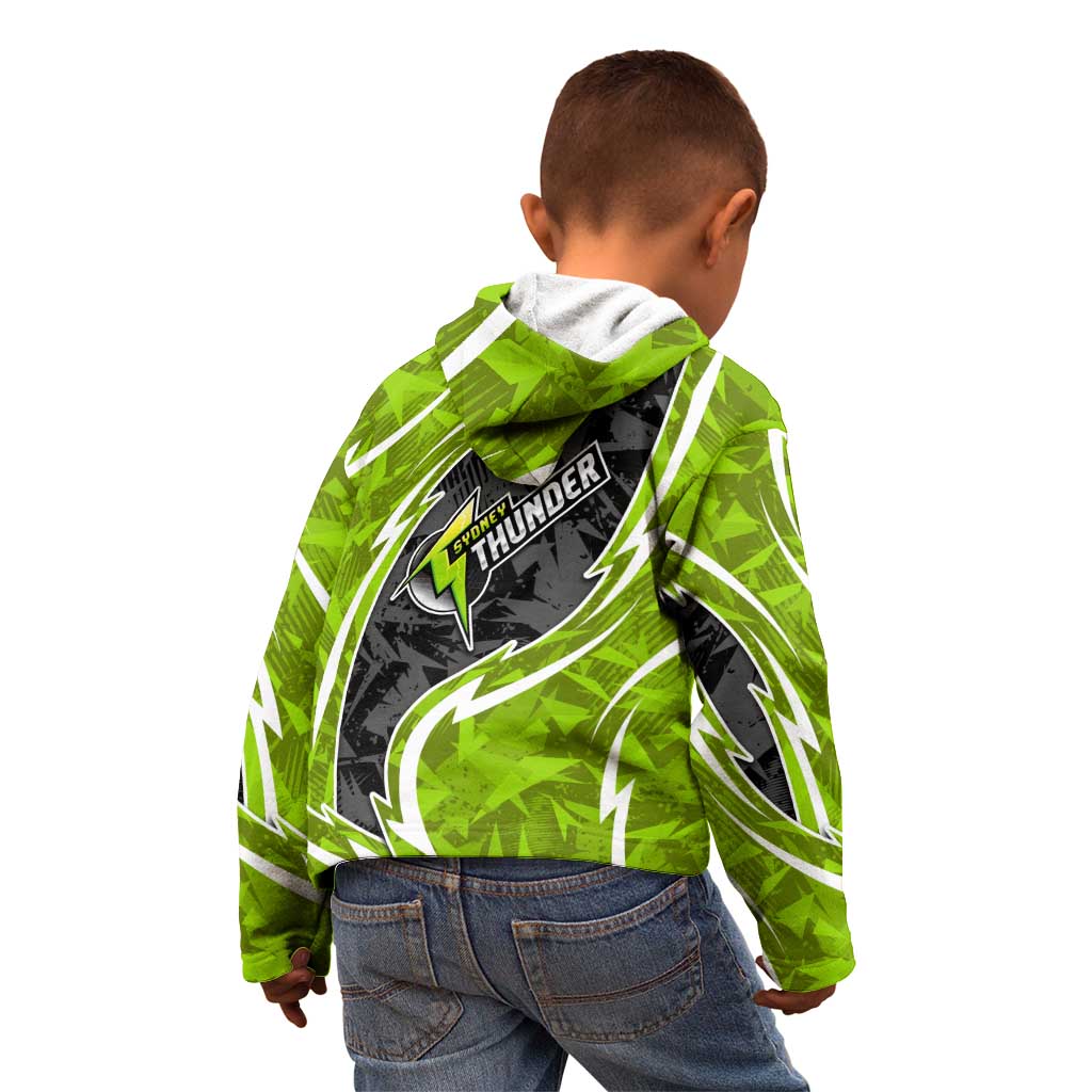 Sydney Thunder Kid Hoodie Flaming Lightning Storm Geometric Sports Mascot Art