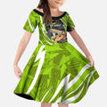 Sydney Thunder Kid Short Sleeve Dress Flaming Lightning Storm Geometric Sports Mascot Art