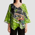 Sydney Thunder Kimono Sleeve Blouse Flaming Lightning Storm Geometric Sports Mascot Art