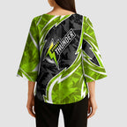 Sydney Thunder Kimono Sleeve Blouse Flaming Lightning Storm Geometric Sports Mascot Art