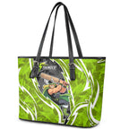 Sydney Thunder Leather Tote Bag Flaming Lightning Storm Geometric Sports Mascot Art