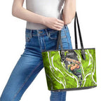 Sydney Thunder Leather Tote Bag Flaming Lightning Storm Geometric Sports Mascot Art