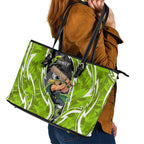 Sydney Thunder Leather Tote Bag Flaming Lightning Storm Geometric Sports Mascot Art