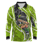 Sydney Thunder Long Sleeve Polo Shirt Flaming Lightning Storm Geometric Sports Mascot Art
