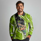 Sydney Thunder Long Sleeve Polo Shirt Flaming Lightning Storm Geometric Sports Mascot Art