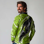 Sydney Thunder Long Sleeve Polo Shirt Flaming Lightning Storm Geometric Sports Mascot Art