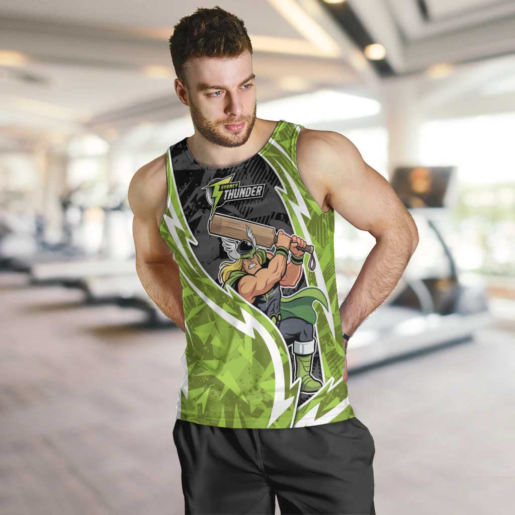 Sydney Thunder Men Tank Top Flaming Lightning Storm Geometric Sports Mascot Art