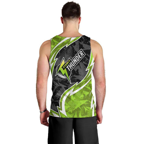 Sydney Thunder Men Tank Top Flaming Lightning Storm Geometric Sports Mascot Art