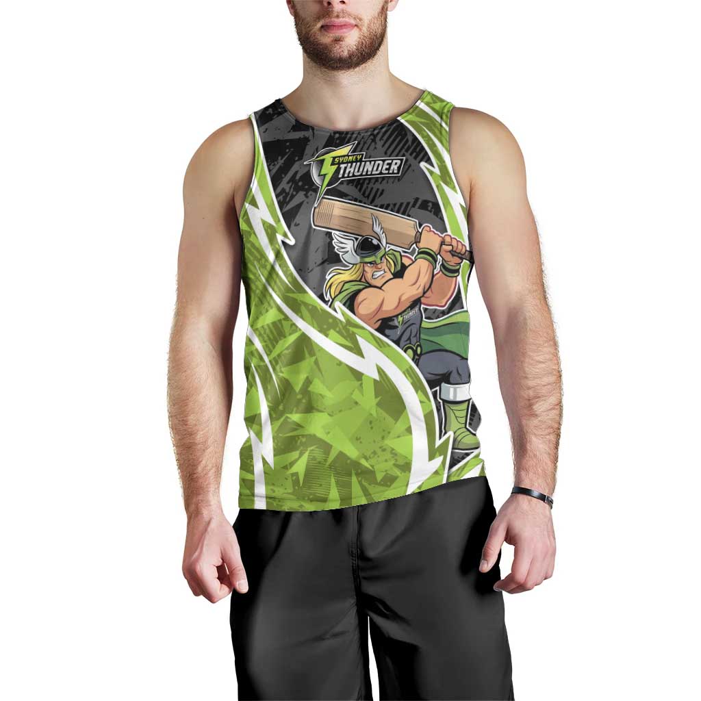 Sydney Thunder Men Tank Top Flaming Lightning Storm Geometric Sports Mascot Art