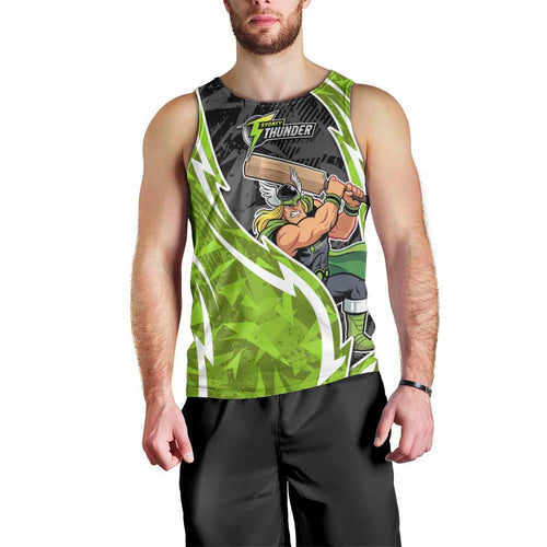 Sydney Thunder Men Tank Top Flaming Lightning Storm Geometric Sports Mascot Art