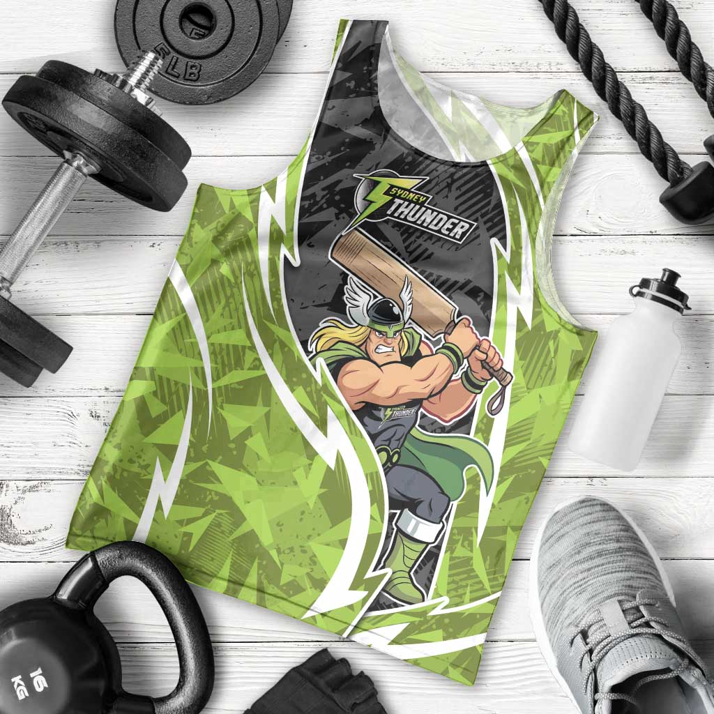 Sydney Thunder Men Tank Top Flaming Lightning Storm Geometric Sports Mascot Art