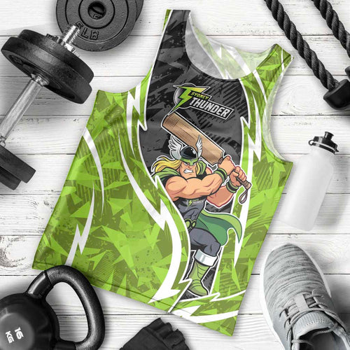 Sydney Thunder Men Tank Top Flaming Lightning Storm Geometric Sports Mascot Art