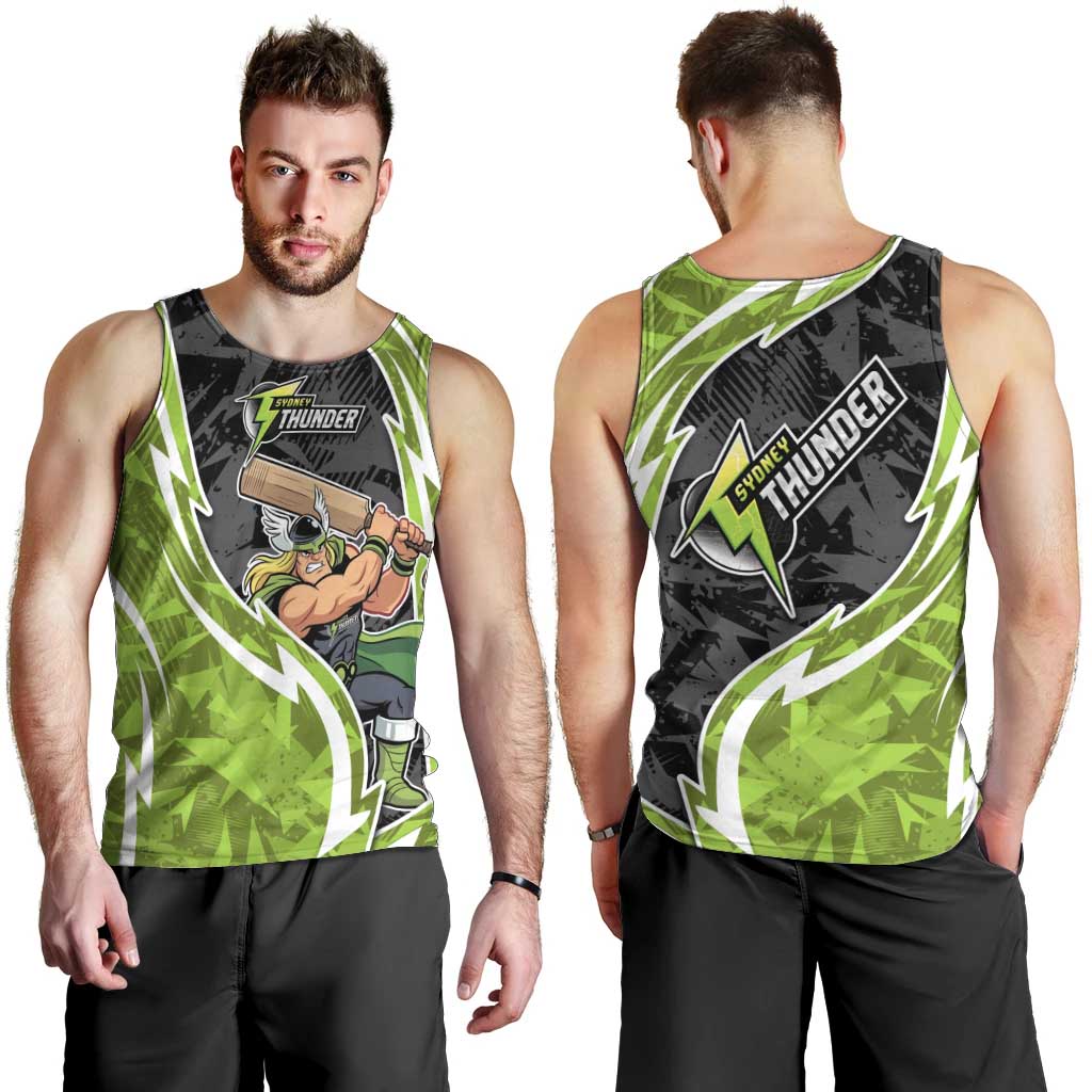 Sydney Thunder Men Tank Top Flaming Lightning Storm Geometric Sports Mascot Art