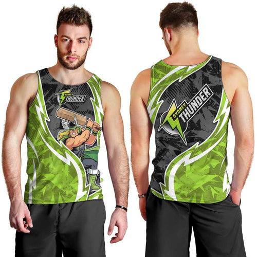 Sydney Thunder Men Tank Top Flaming Lightning Storm Geometric Sports Mascot Art