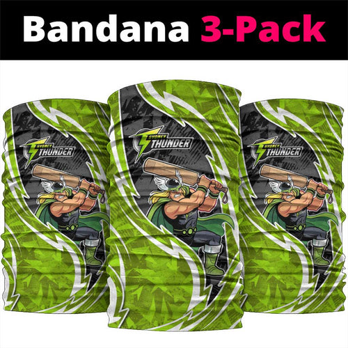 Sydney Thunder Neck Gaiter Flaming Lightning Storm Geometric Sports Mascot Art