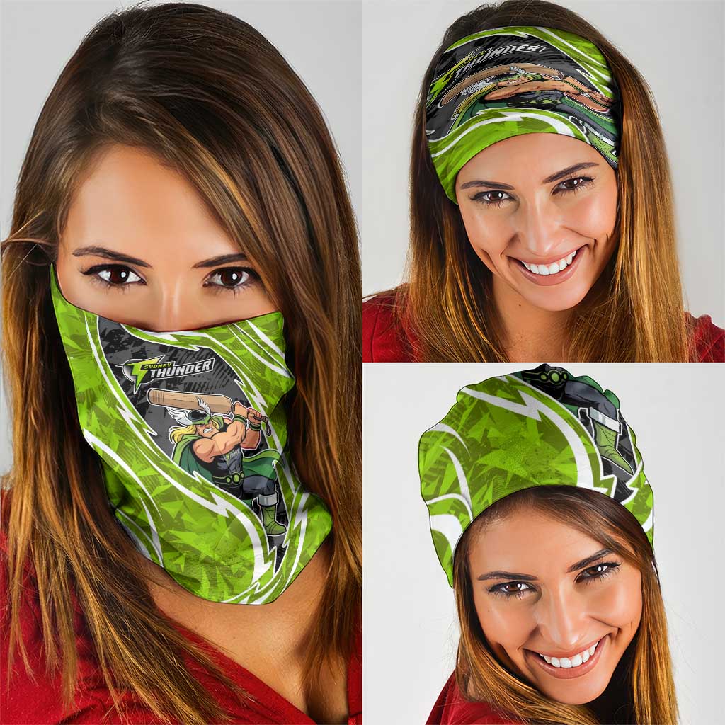 Sydney Thunder Neck Gaiter Flaming Lightning Storm Geometric Sports Mascot Art