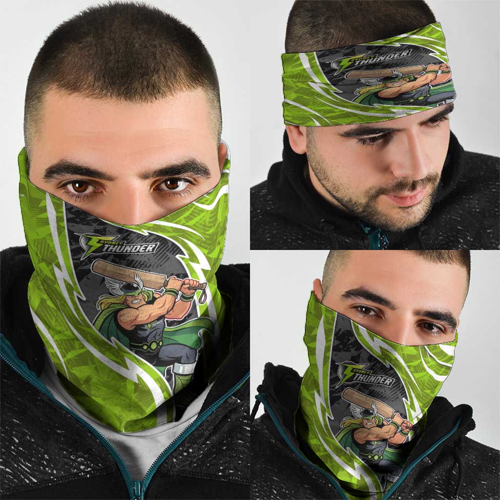 Sydney Thunder Neck Gaiter Flaming Lightning Storm Geometric Sports Mascot Art