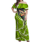 Sydney Thunder Off Shoulder Maxi Dress Flaming Lightning Storm Geometric Sports Mascot Art