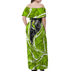 Sydney Thunder Off Shoulder Maxi Dress Flaming Lightning Storm Geometric Sports Mascot Art