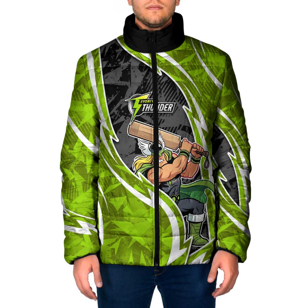 Sydney Thunder Padded Jacket Flaming Lightning Storm Geometric Sports Mascot Art