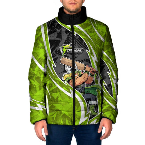 Sydney Thunder Padded Jacket Flaming Lightning Storm Geometric Sports Mascot Art