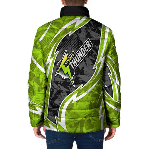 Sydney Thunder Padded Jacket Flaming Lightning Storm Geometric Sports Mascot Art