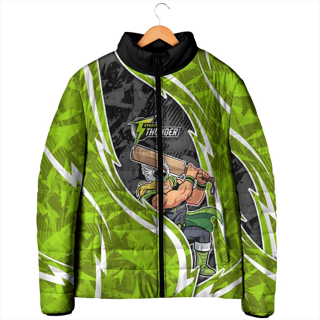 Sydney Thunder Padded Jacket Flaming Lightning Storm Geometric Sports Mascot Art
