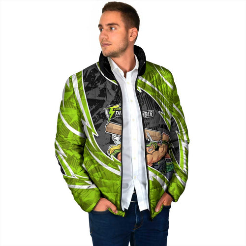 Sydney Thunder Padded Jacket Flaming Lightning Storm Geometric Sports Mascot Art