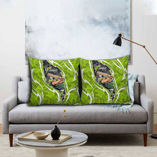 Sydney Thunder Pillow Cover Flaming Lightning Storm Geometric Sports Mascot Art