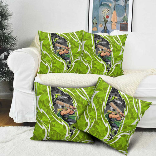 Sydney Thunder Pillow Cover Flaming Lightning Storm Geometric Sports Mascot Art