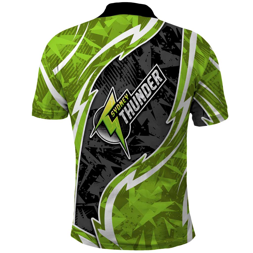 Sydney Thunder Polo Shirt Flaming Lightning Storm Geometric Sports Mascot Art