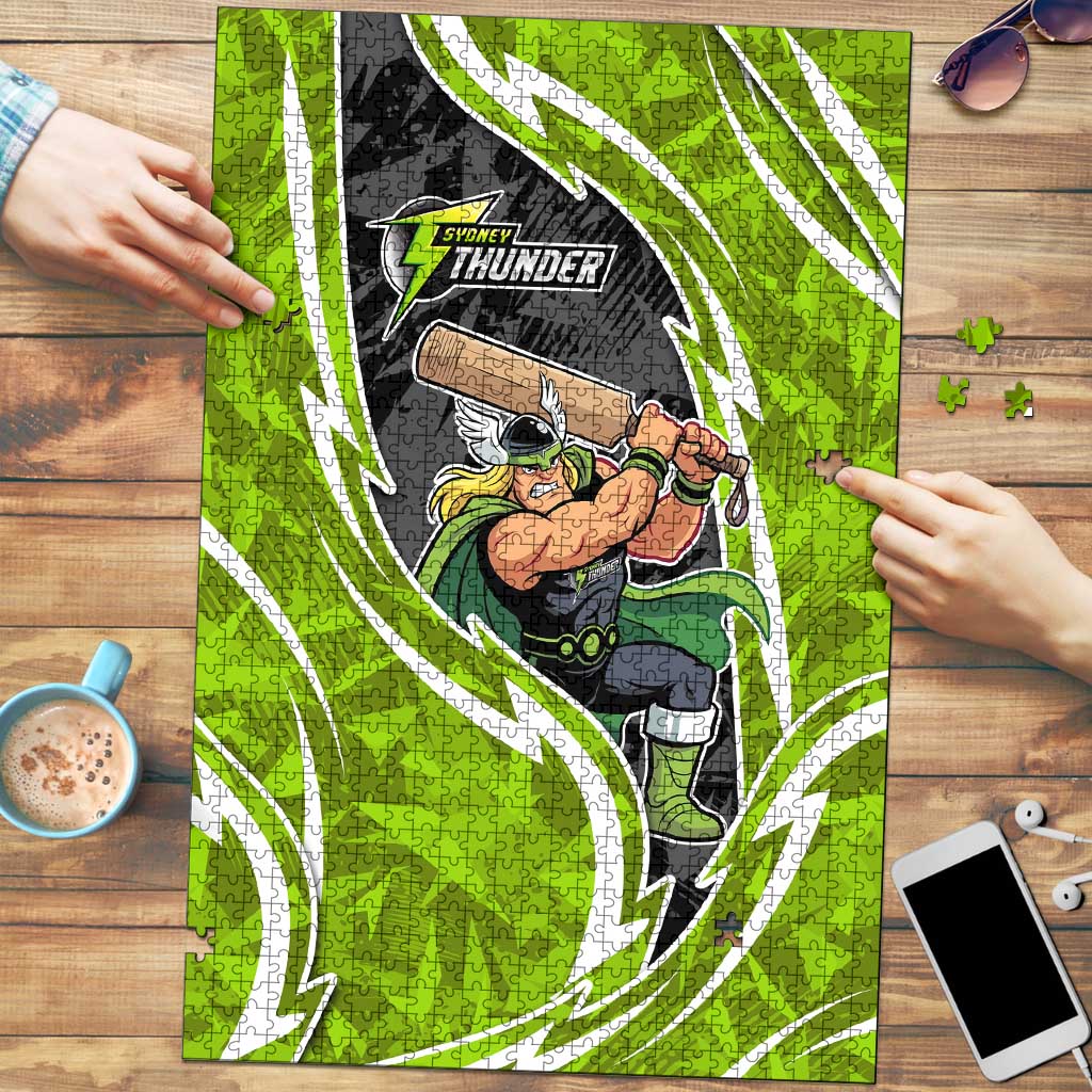 Sydney Thunder Puzzle Flaming Lightning Storm Geometric Sports Mascot Art