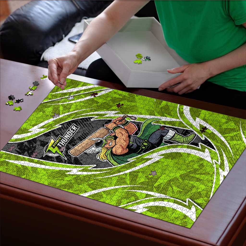 Sydney Thunder Puzzle Flaming Lightning Storm Geometric Sports Mascot Art
