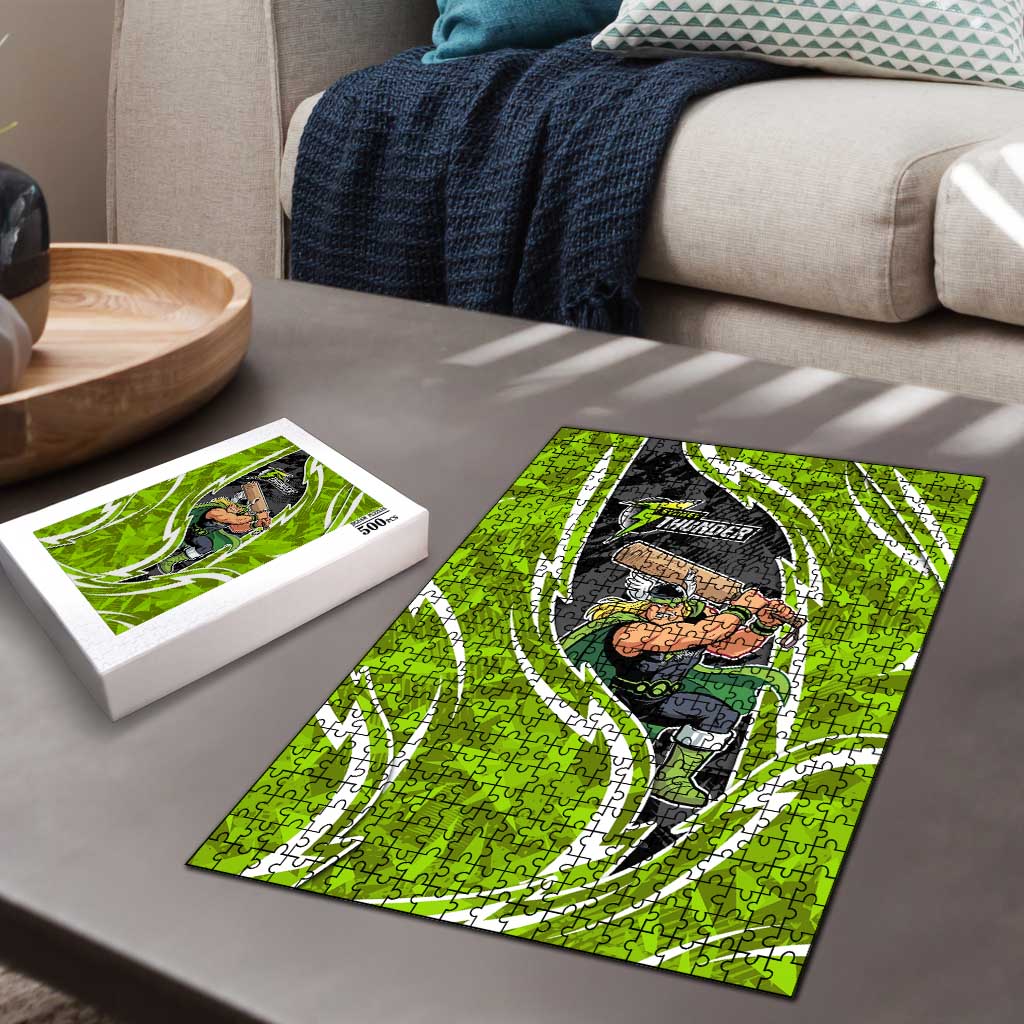 Sydney Thunder Puzzle Flaming Lightning Storm Geometric Sports Mascot Art