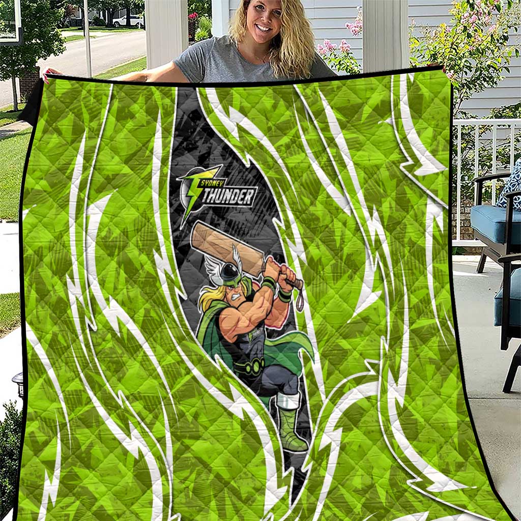 Sydney Thunder Quilt Flaming Lightning Storm Geometric Sports Mascot Art