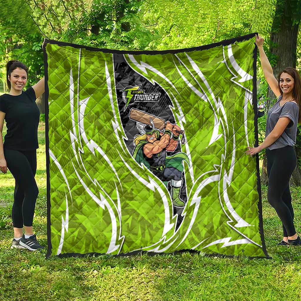 Sydney Thunder Quilt Flaming Lightning Storm Geometric Sports Mascot Art