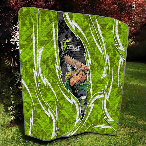 Sydney Thunder Quilt Flaming Lightning Storm Geometric Sports Mascot Art