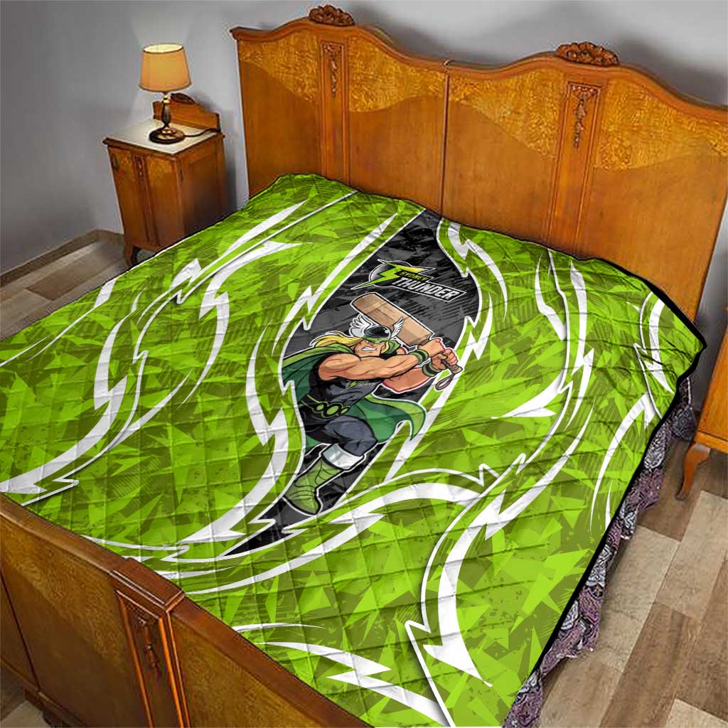 Sydney Thunder Quilt Flaming Lightning Storm Geometric Sports Mascot Art